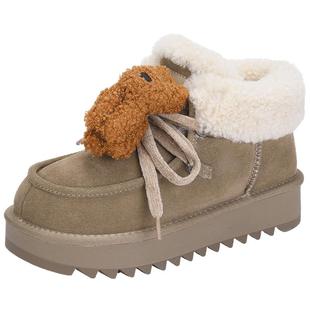 saturdaymode毛绒雪地靴女2025冬季新款保暖短靴毛毛鞋东北棉鞋