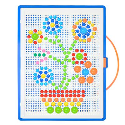 儿童蘑菇钉插板颗粒创意拼图宝宝