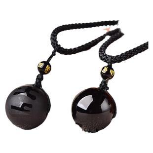 天然水晶吊坠转运珠黑曜石招财平安扣幸运紫水晶珠创意情人节礼品