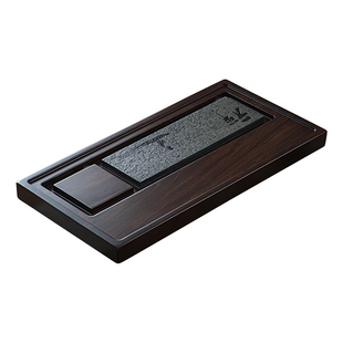 黑檀实木茶盘整块家用中式茶海盘托乌金石大号原木泡茶高档小茶台