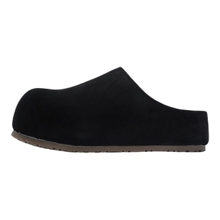 增高5cm勃肯鞋男厚底外穿休闲拖鞋一脚蹬黑色包头半拖懒人穆勒鞋