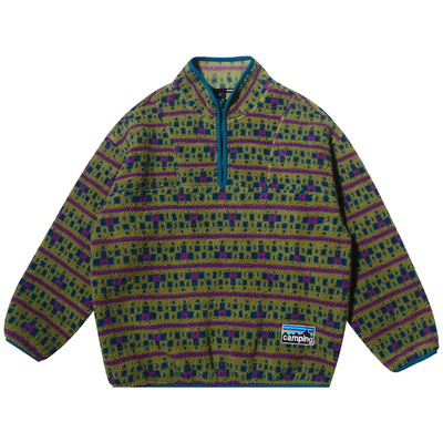 男童冬装山系户外上衣2025新款儿童半开领奥粒绒卫衣童装加绒外套