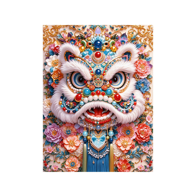 国潮醒狮钻石画满钻手工DIY粘钻喜庆国风钻石画高级感点钻十字绣