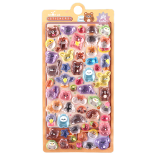 日系3D水晶浮雕贴纸sticker可爱动物立体卡通贴画手机壳diy装饰贴