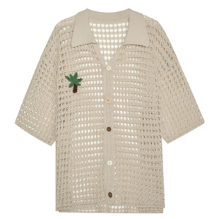SAME FLOW 丰富夏日造型搭配镂空椰树宽松版型亲肤透气毛织开衫