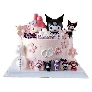 网红生日蛋糕装饰卡通小猫万圣节黑色兔子公仔摆件烘焙甜品台插件