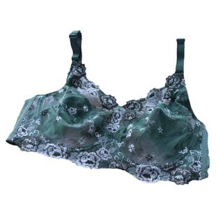 透明文胸罩全透超薄胖mm薄款全罩杯刺绣聚拢单层大码性感蕾丝胸衣