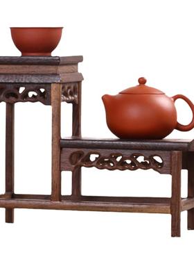 鸡翅木博古架高低茶具架搁物架