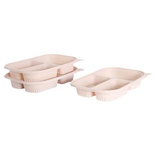 美星玉米淀粉可降解一次性四格饭盒分格便当外卖商用餐盒环保餐具