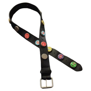 DFDG手作秀场款啤酒瓶盖腰带金属百搭配饰小众设计可调节个性皮带