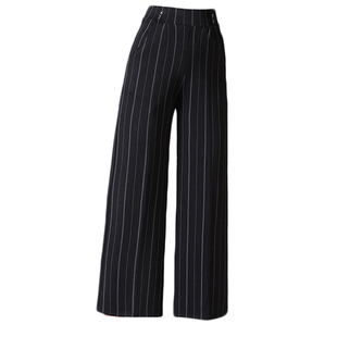 夏季薄款春秋中老年女裤高腰阔腿裤女九分裤大码宽松中年妈妈裤子