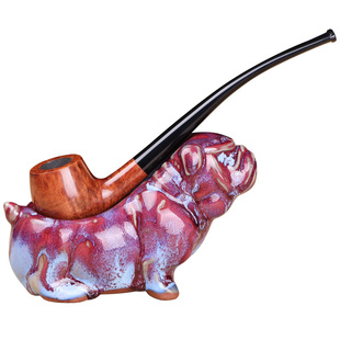 彩歌小号石楠木烟斗手工实木烟丝斗男士长杆阅读过滤烟斗旱烟袋锅