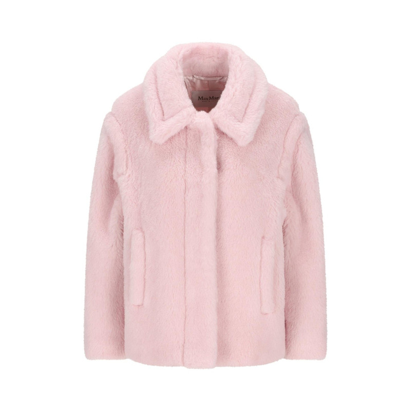 Max Mara 女粉色羊驼毛真丝混纺短大衣26早春新款意大利代购 正品