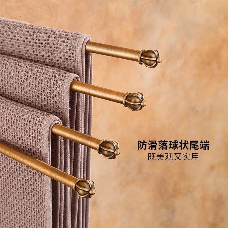 新款直销仿古毛巾架免打孔欧式浴室卫生间牙刷杯置物架旋转活动折