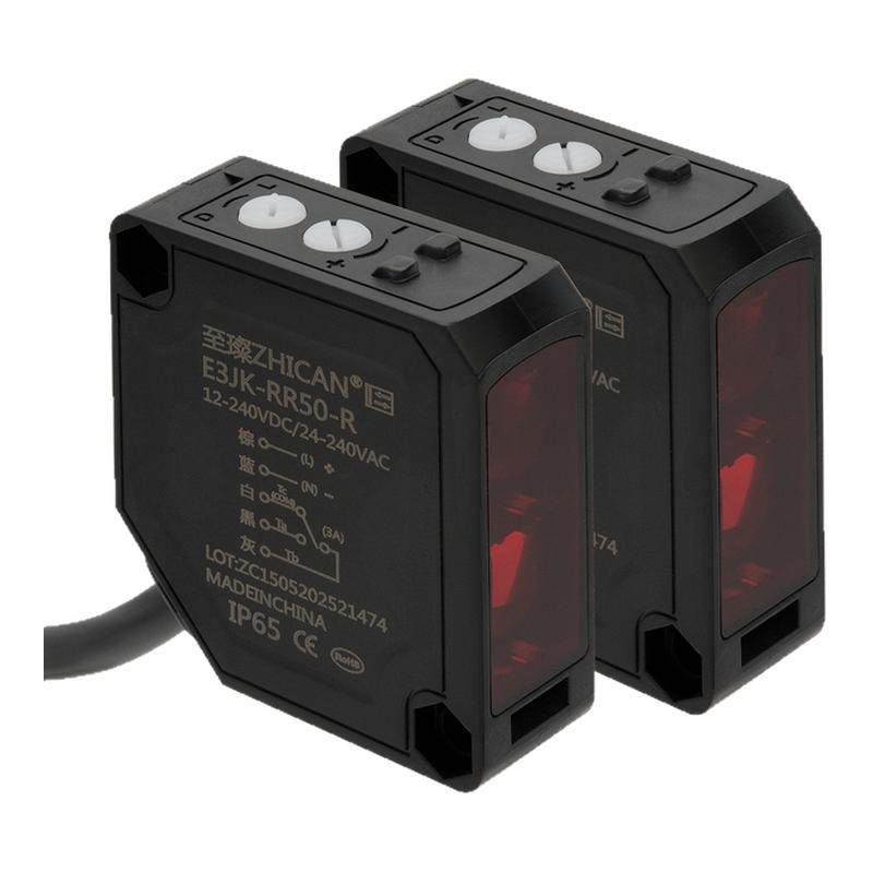 至璨工业级大方形光电开关E3JK漫反射回归反射对射型AC220V传感器