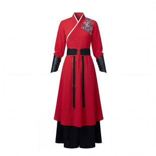 雪龙吟古典舞演出服红色碧苍战歌与凤行红色扇子舞年会运动开幕式