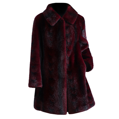 大气妈妈仿貂水毛毛环保皮草外套