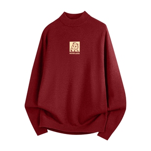 班尼路S&K红色重磅毛衣男款秋冬季新年本命年衣服情侣款针织衫潮A