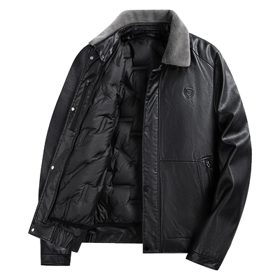 雅鹿秋冬季时尚休闲羽绒皮衣男