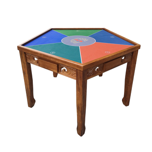实木仿古五边六边桌打扑克棋牌户外桌六五角桌地主六角掼蛋狗腿桌