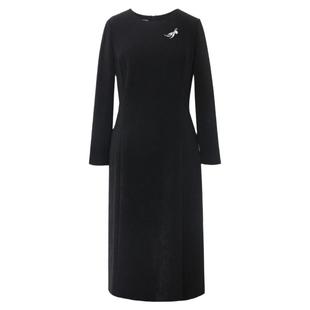 【经典小黑裙】BBLLUUEE/粉蓝衣橱2025春秋新款气质A字长款连衣裙