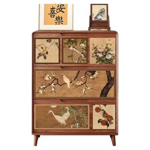 宋式美学新中式实木翻斗鞋柜家用门口多层储物收纳柜入户一体靠墙