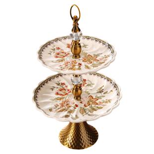 美式新年水果盘结婚家用客厅欧式复古高脚供佛茶几中式高级干果盆