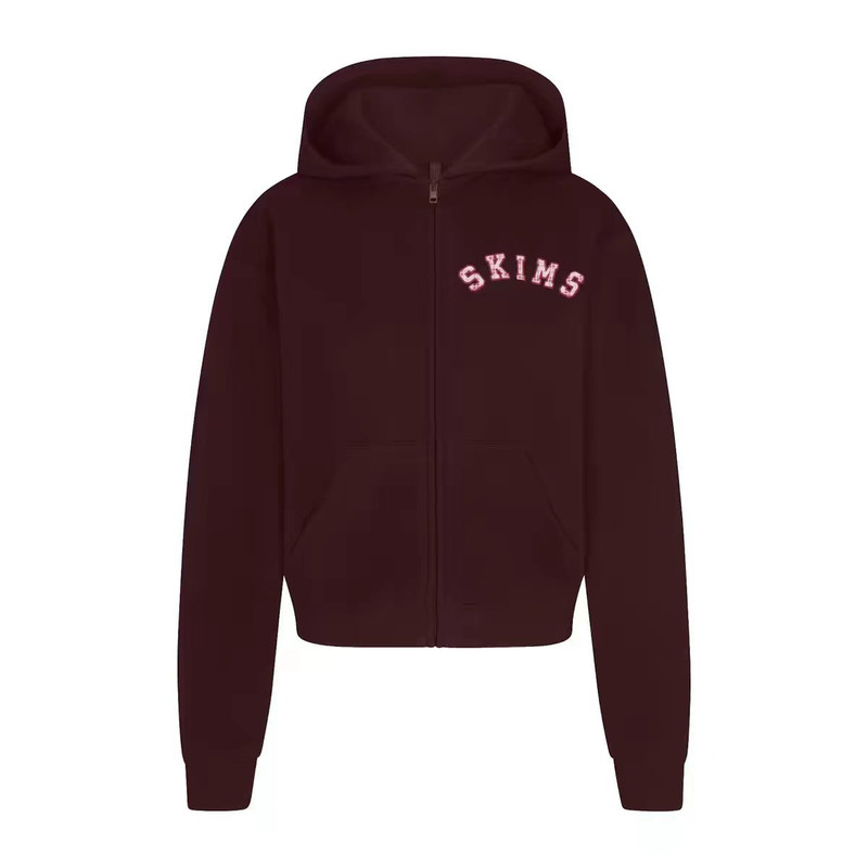 Anna同款 SKIMS CLASSIC HOODIE 连帽拉链秋冬长袖宽松卫衣套装女