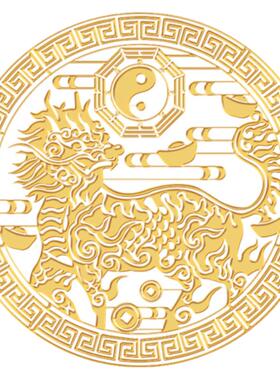 麒麟摆件隐形贴金属贴