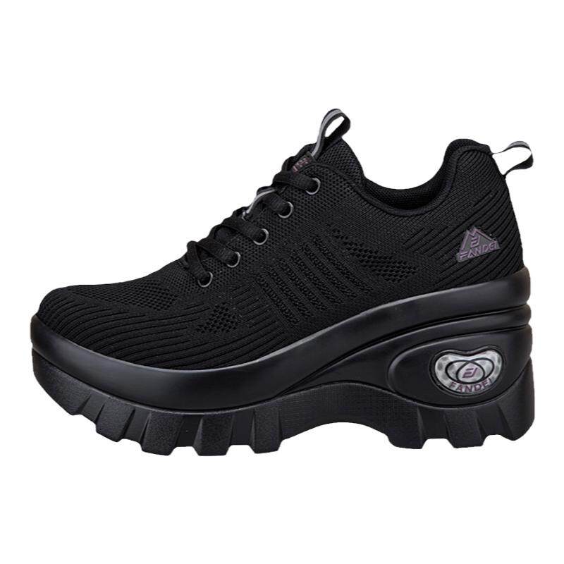 凡得2025年春秋季新款增高8厘米女鞋韩版舒适百搭厚底休闲运动鞋