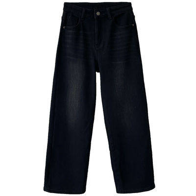 高腰显瘦加厚加绒直筒牛仔裤女冬