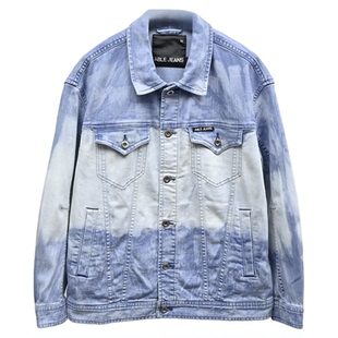 特价男女上衣同款渐变色秋季牛仔夹克ABLEJEANS外套扎染风时尚潮