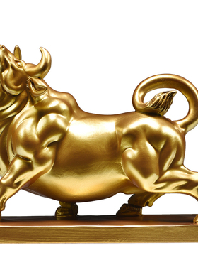 金牛摆件纯木牛转乾坤华尔街牛办公室店铺开业礼物公司前台工艺品