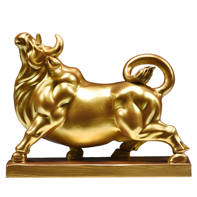金牛摆件纯木牛转乾坤华尔街牛办公室店铺开业礼物公司前台工艺品