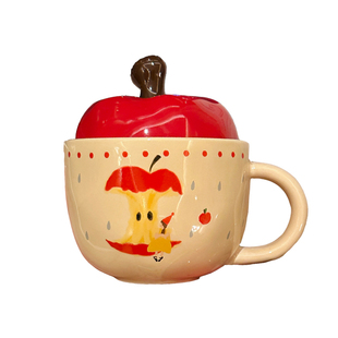 可爱杯子苹果陶瓷水杯带盖女生闺蜜高颜值马克杯实用生日新年礼物