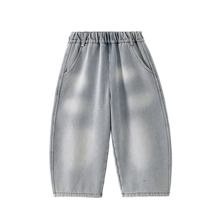 男童加绒牛仔裤2026秋冬新款儿童加绒加厚一体绒保暖长裤子冬装