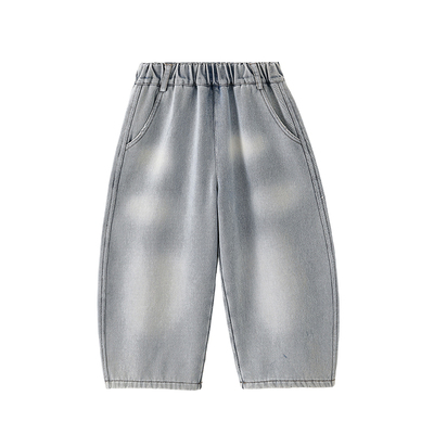 男童加绒牛仔裤2025秋冬新款儿童加绒加厚一体绒保暖长裤子冬装