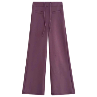 紫色加绒运动裤女秋冬蘑糯糯monoo保暖卫裤小个子慵懒垂感阔腿裤