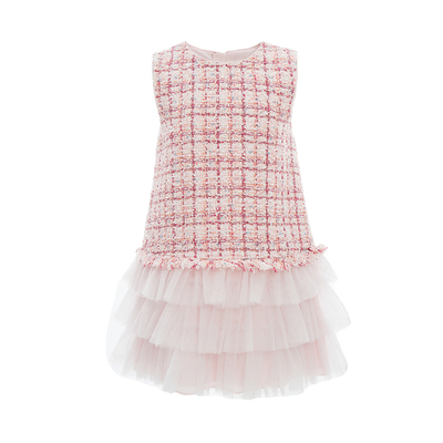 雅莹童装小香风网纱拼接背心裙