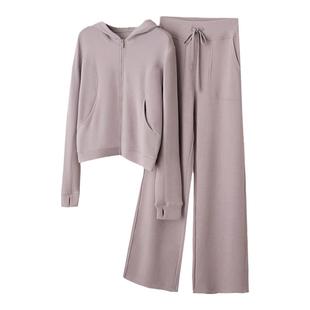 加拿大露LU家！巨显瘦！连帽卫衣外套+直筒卫裤/套装女小个子微绒