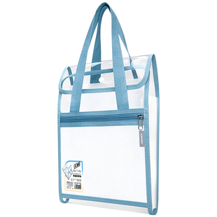 金得利风琴包13格A4双层透明大容量学生美术手提袋书包书本试卷收纳袋手拎书袋文件袋资料册补习袋科目分类袋