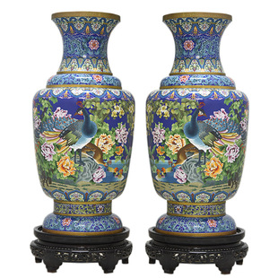 景泰蓝落地大花瓶88寸2.6米马到成功铜胎掐丝珐琅大堂会议厅摆件