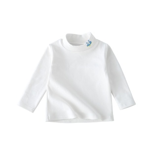 男童打底衫春秋款半高领儿童t恤内搭保暖上衣宝宝秋衣纯棉a类白色