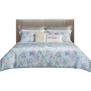 ROYALCOVER/罗卡芙欧式奢华长绒棉全棉贡缎印花四件套 尼斯花晨