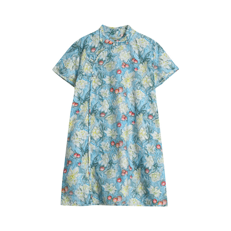 中国风碎花裙新款夏季女孩旗袍