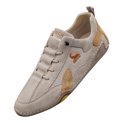 公羊新款夏季网面透气真皮休闲鞋