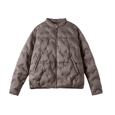 90白鸭绒咖色羽绒服妈妈款外头