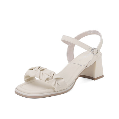 一字带凉鞋优雅时尚粗跟高跟