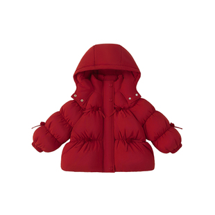 女童羽绒服红色儿童羽绒服冬季新款过年宝宝羽绒服女孩新年童装潮