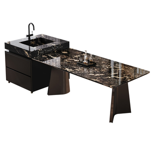 兰朵达天然大理石璀璨星河奢石岛台餐桌一体客厅家用可分离中导台